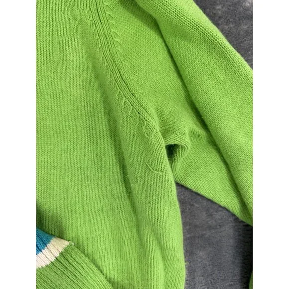 Vintage Women's Full Zip Green Sweater W/ Festive Scarf 3X Tiara International - Picture 6 of 10